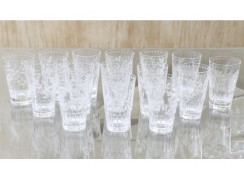 Set Of 15 'Fern' Etched Glasses By William Yeoward