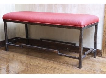 Custom-Made Bench With Rustic Metal Base