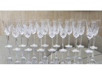 Set Of 15 Crystal Champagne Glasses By Waterford