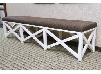 Custom-Made Bench With Herringbone Textured Brown Cushion