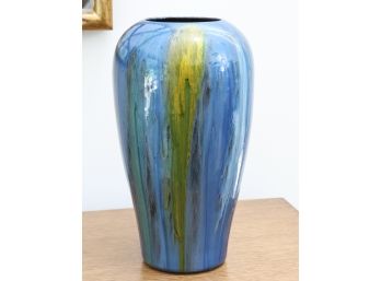 Stunning Blue Swirl Tall Vase