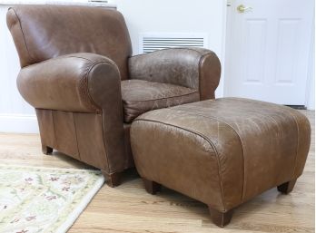 Pottery Barn  Distressed Leather Chair And Ottoman