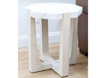 Octagonal Marble Top And Ash End Table