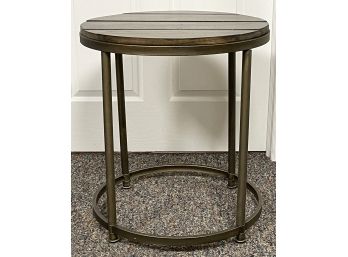 Barnwood Top With Antiqued Metal Side Table