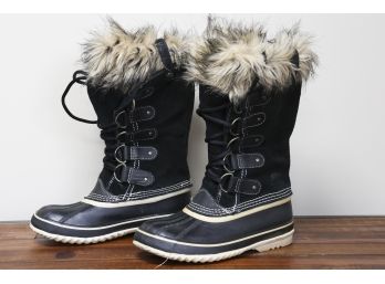 Sorel Black Fur Lined Waterproof Boots Womans Size 8