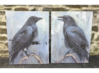 Pair Of Crows On Canvas