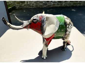 Recycle Metal Painted Elephant Statue