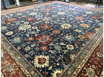 13'10' X 15'3' Square Persian Fine Serapi Hand Knotted Wool Rug