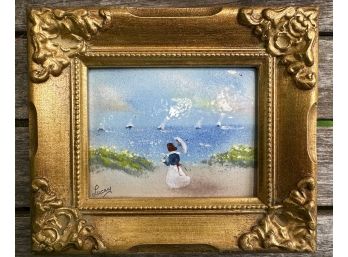 Framed Woman On The Beach With A Parasol