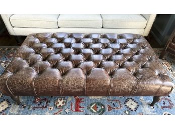 Restoration Hardware Bennett Tufted Leather Ottoman