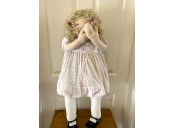 Vintage Doll With Pink Dress