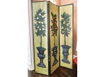 Victorian Style Tri-Fold Hand-Painted Room Divider Painted On Canvas