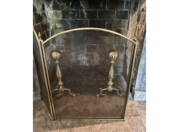 3 Section Folding Brass Fireplace Screen - 26.5 W In The Middle X 13W Each Side And 29H