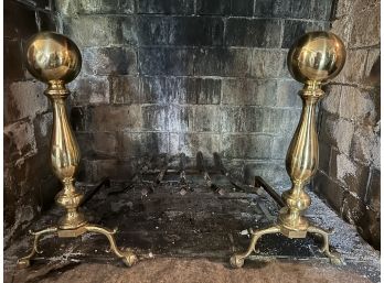 Pair Of Brass Andirons