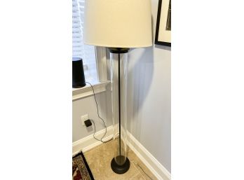 Pair Of Glass Column Floor Lamps With Metal Base