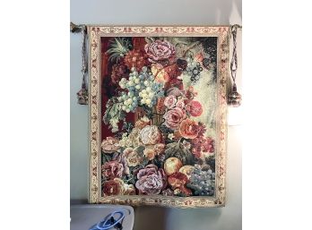 Floral Tapestry With Hanging Rod