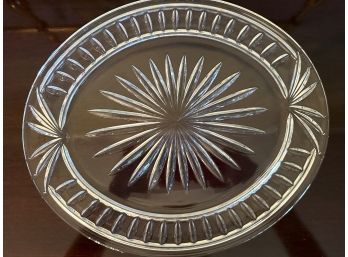 Round Glass Cake Plate With Etched Design