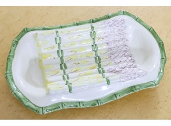 Porcelain Asparagus Dish And Tongs