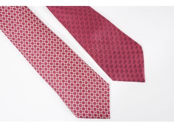 Hermes Silk Ties- Red Patterned And Elephants