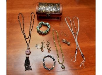 Costume Jewelry With Jewelry Box