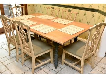 Painted Solid Wood Table And 6 Chairs- Purchased For $1695.00