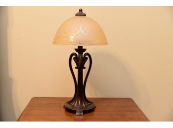 20' Tall Brass Table Lamp With Frosted Glass Shade