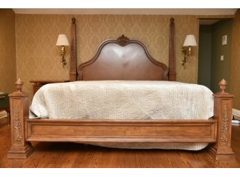 Carved Mahogany Post  King Bed Frame
