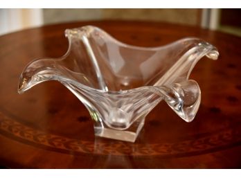 Vintage COFRAC Art France Crystal Free Form Studio Art Glass Bowl