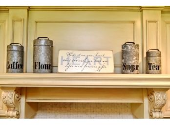 Kitchen Canister Decor With Kitchen Sign