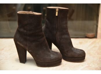 YSL Yves Saint Laurent Woman's  Mocha Suade Boots Size 8