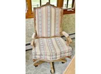Carved Wood And Tapestry Fabric Victorian Style Office Chair