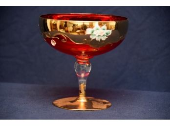 Large Cranberry Glass Chalice Cup