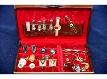 Vintage Mens Jewelry Box With Contents