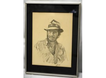 Humphy Bogart Pencil Drawing Signed Lanse 12'x16'