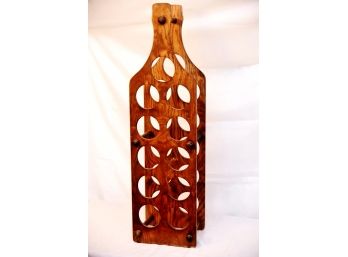 Vintage Wood Floor Standing 11 Bottle Wine Rack
