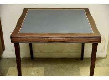 Vintage Folding Card Table With Leather Top- 32'x32'