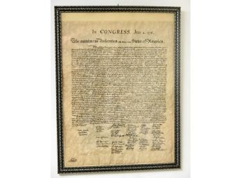 Reprint Of July 1776 Declaration Of America Framed 17'x13'