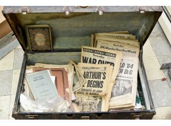 Old Steamer Truck Filled With Old Newspapers And Antique Sheet Music