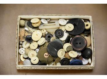 Vintage Box Of Old Buttons