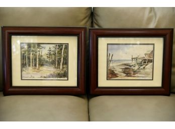 2 Exquisite Signed Watercolors 17'x14'