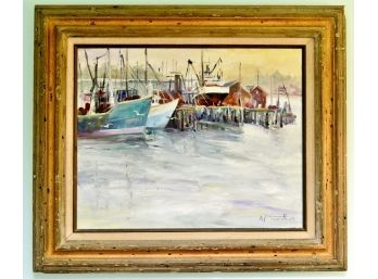 Ships At Dock Oil On Canvas 27'x23'