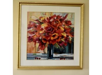 Signed And Framed Limited Edition Floral Watercolor- 34'x34'