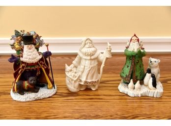 3 Limited Edition Lenox Porcelain Santa Figurines