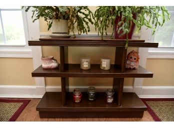 Oak 3 Tier Plant Stand With Plants And Contents