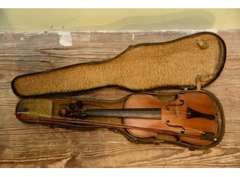 Old Violin With Bow And Case