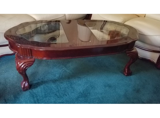 Cherry Claw Foot With Glass Top Coffee Table-18'x52'