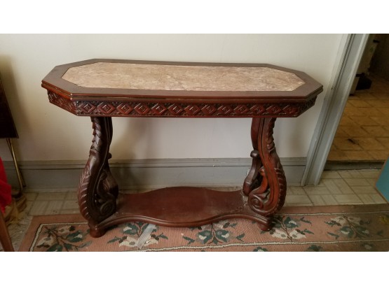 Carved Cherry Wood Console Table-41'x18'x29'