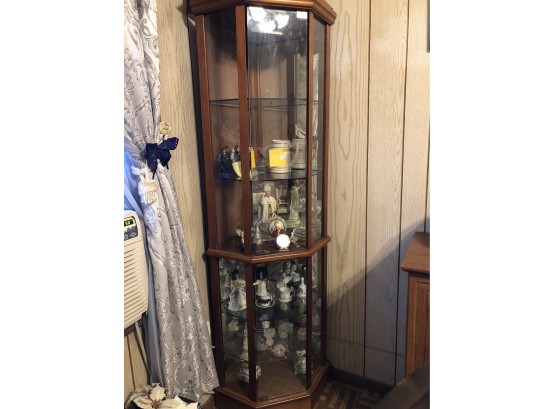 Tall Oak Curio With Glass Only