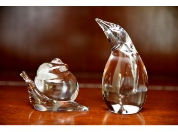 Stuben Glass Penguin And Snail