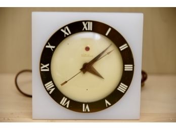 Vintage Art Deco Marble Telechron Electric Clock 5.25'x5.25'